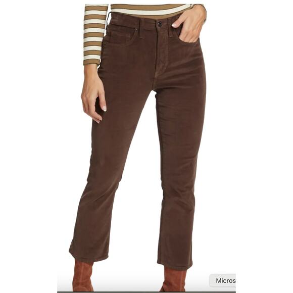 Veronica Beard Carly Kick Flare High Rise Chocolate Brown Corduroy Jean 32 - Picture 4 of 9